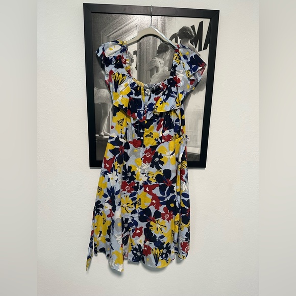 ZARA Z1975 Denim - Off shoulder dress with floral print (L) - EUC - Picture 12 of 13